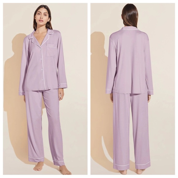 Eberjey Gisele Long PJ Pajamas Set in Lavender Ivory